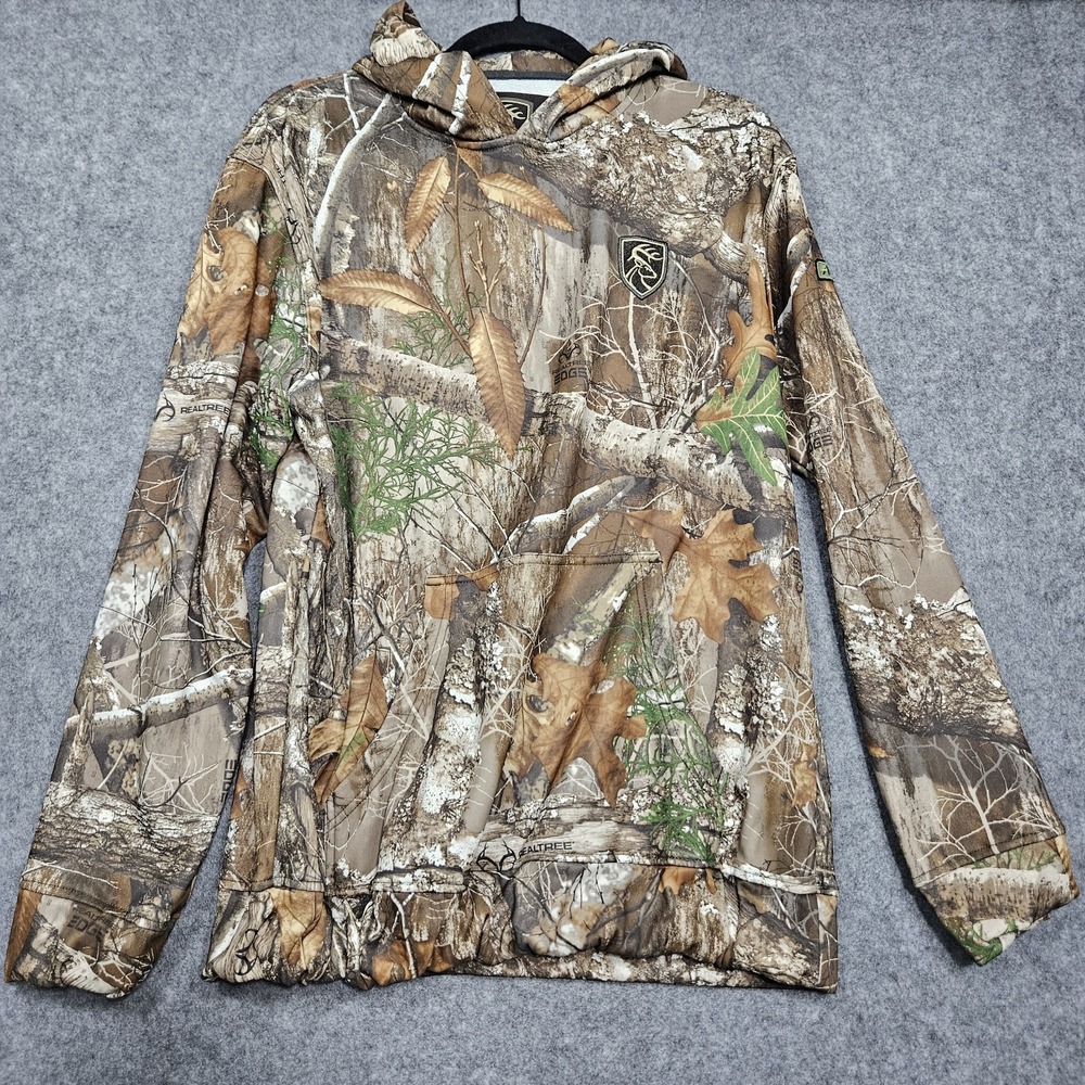 Non-Typical by Drake Camo Fleece Hoodie Mossy Oak Bottom Land‎ Mens Medium